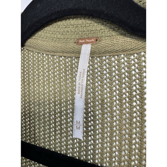 Free People Catalina Thermal Top Open V Flared Cuffs In Army Green Size Medium. - Picture 2 of 6